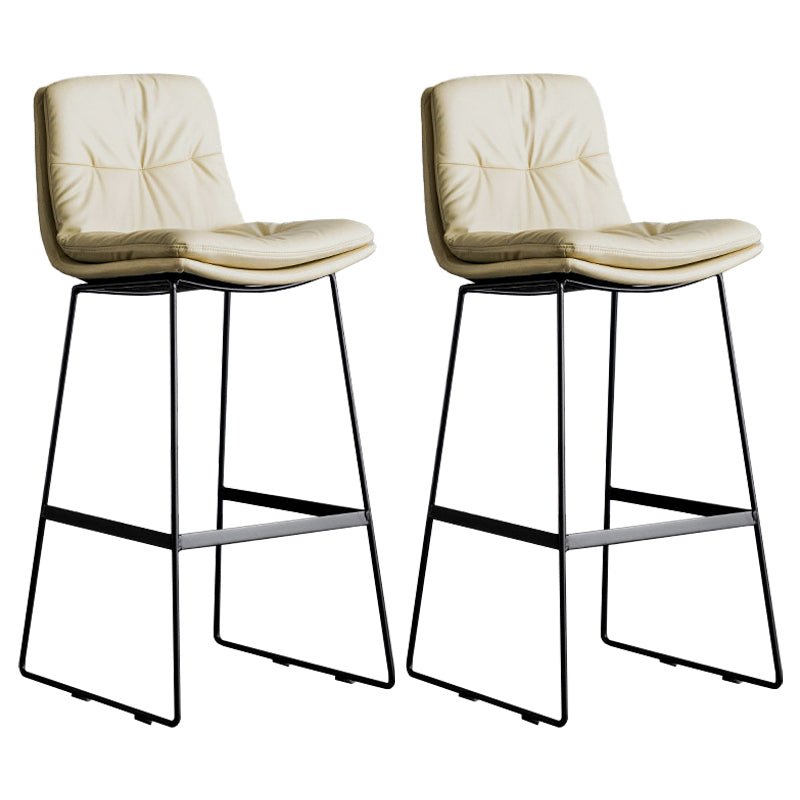 Scandinavian Low Back Home Stool Matte Finish Upholstered Bar Stools