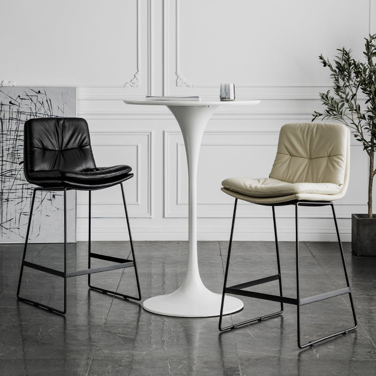 Scandinavian Low Back Home Stool Matte Finish Upholstered Bar Stools