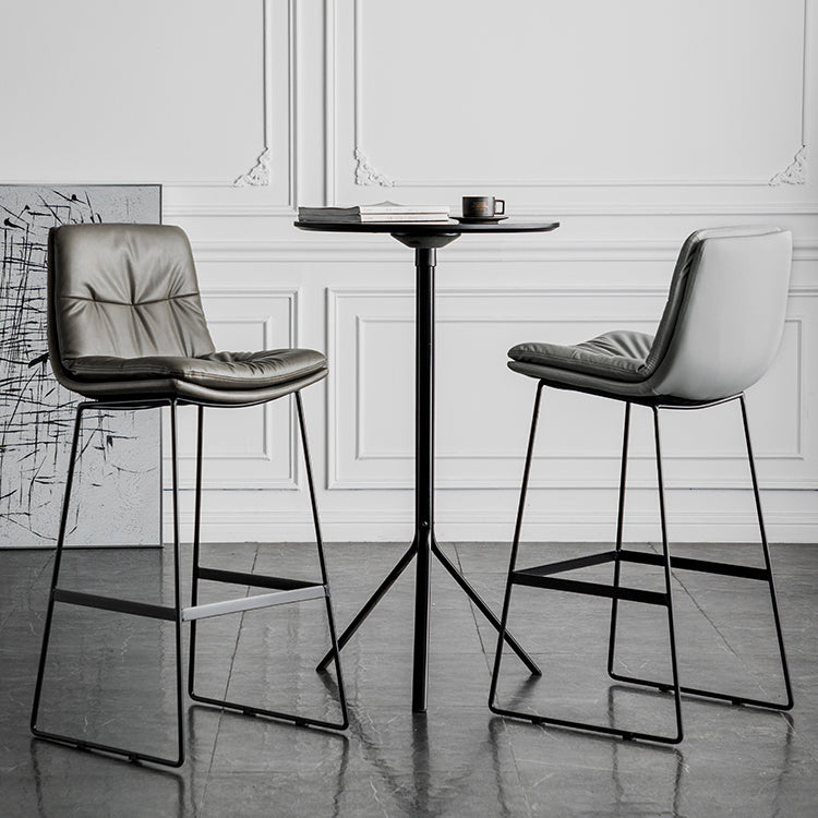 Scandinavian Low Back Home Stool Matte Finish Upholstered Bar Stools