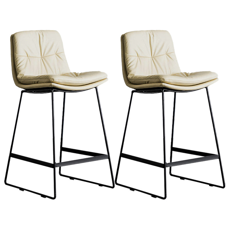 Scandinavian Low Back Home Stool Matte Finish Upholstered Bar Stools