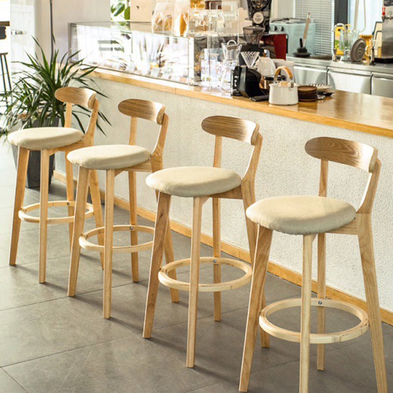 Contemporary Low Back Rubberwood Stool Matte Finish Upholstered Bar Stools
