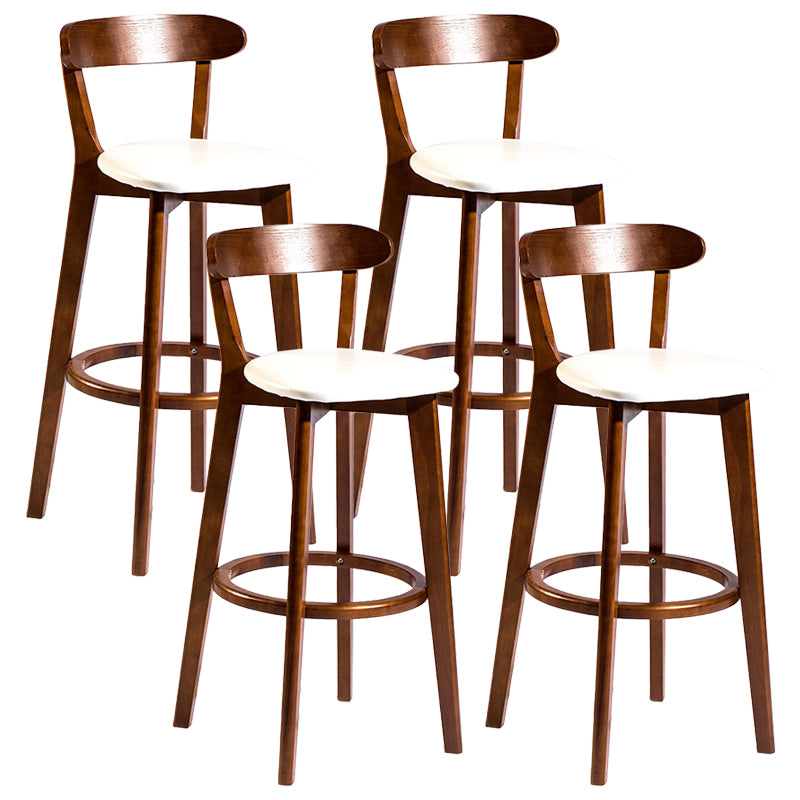 Contemporary Low Back Rubberwood Stool Matte Finish Upholstered Bar Stools