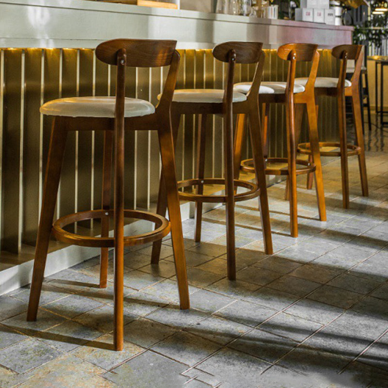 Contemporary Low Back Rubberwood Stool Matte Finish Upholstered Bar Stools