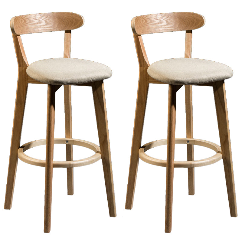 Contemporary Low Back Rubberwood Stool Matte Finish Upholstered Bar Stools