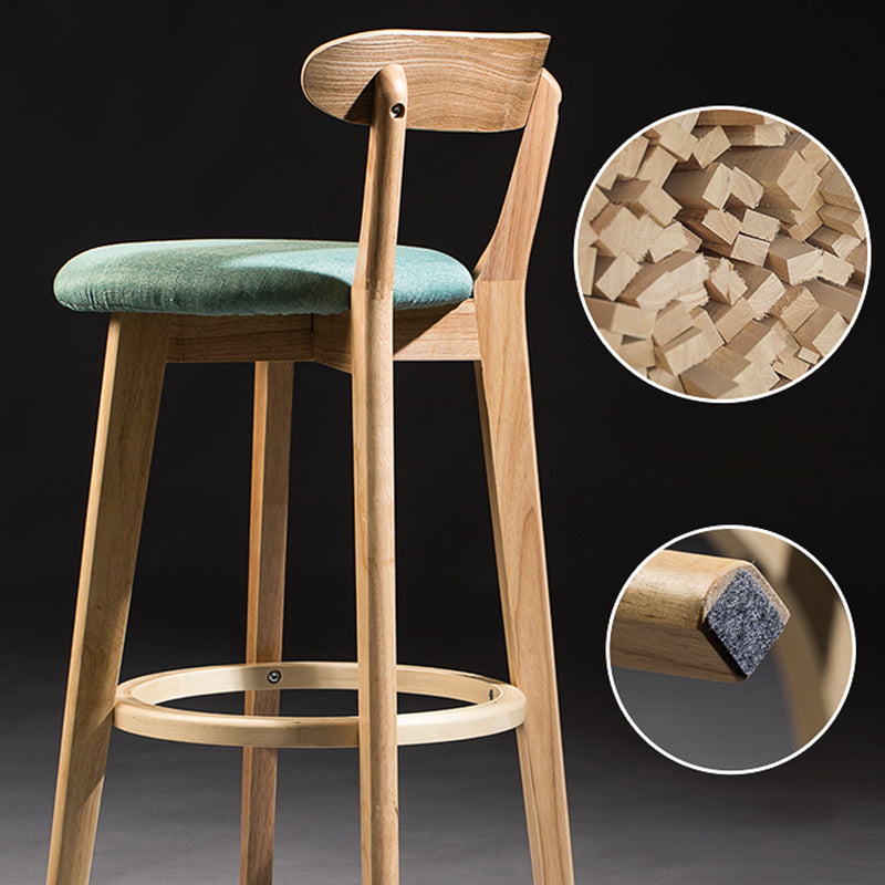 Contemporary Low Back Rubberwood Stool Matte Finish Upholstered Bar Stools