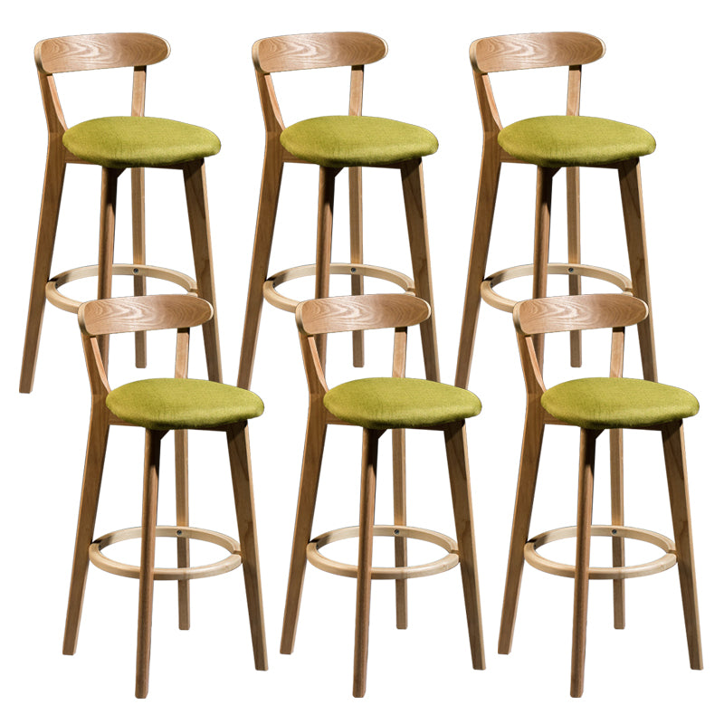 Contemporary Low Back Rubberwood Stool Matte Finish Upholstered Bar Stools