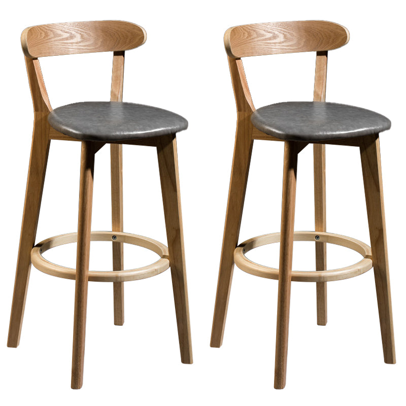 Contemporary Low Back Rubberwood Stool Matte Finish Upholstered Bar Stools