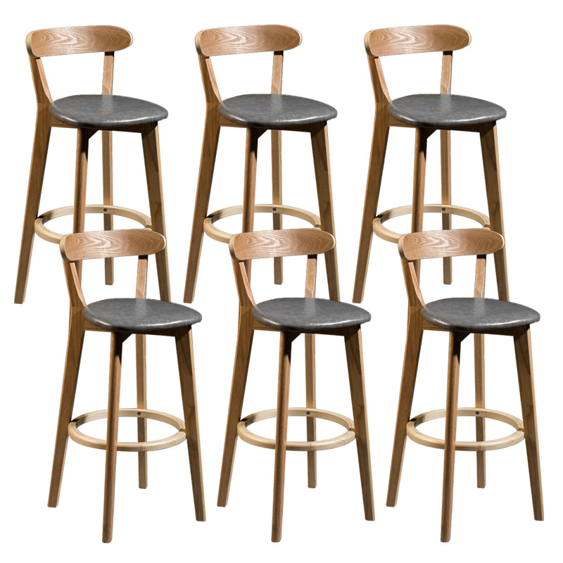 Contemporary Low Back Rubberwood Stool Matte Finish Upholstered Bar Stools