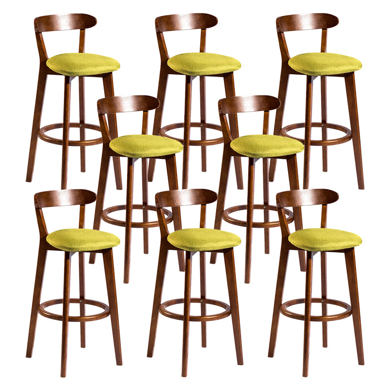 Contemporary Low Back Rubberwood Stool Matte Finish Upholstered Bar Stools