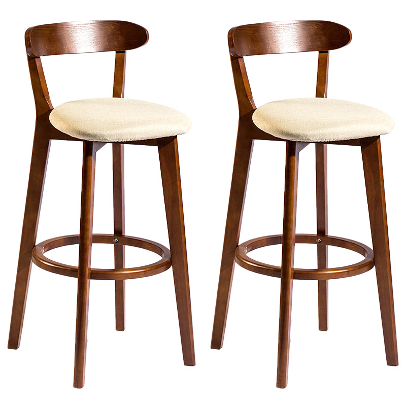 Contemporary Low Back Rubberwood Stool Matte Finish Upholstered Bar Stools