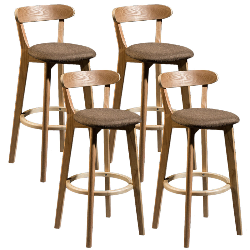 Contemporary Low Back Rubberwood Stool Matte Finish Upholstered Bar Stools