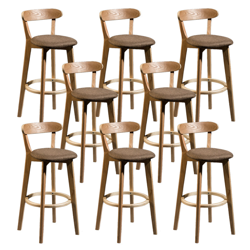 Contemporary Low Back Rubberwood Stool Matte Finish Upholstered Bar Stools
