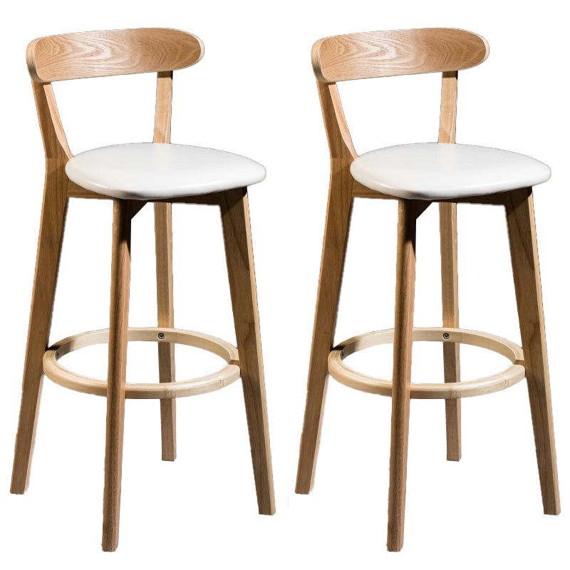 Contemporary Low Back Rubberwood Stool Matte Finish Upholstered Bar Stools