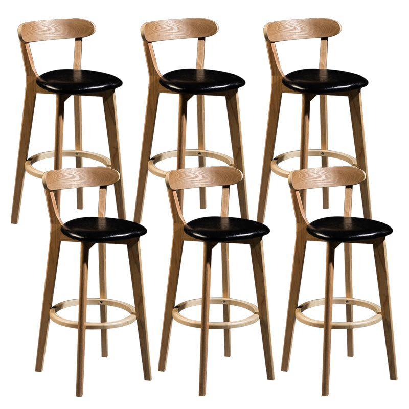 Contemporary Low Back Rubberwood Stool Matte Finish Upholstered Bar Stools