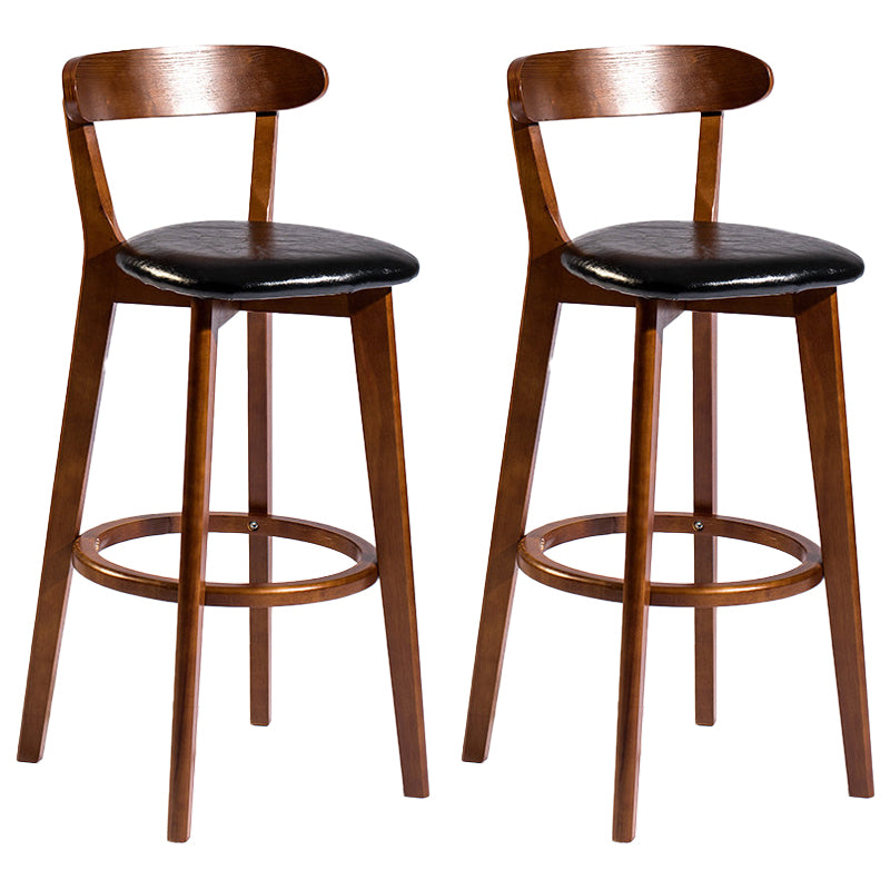 Contemporary Low Back Rubberwood Stool Matte Finish Upholstered Bar Stools