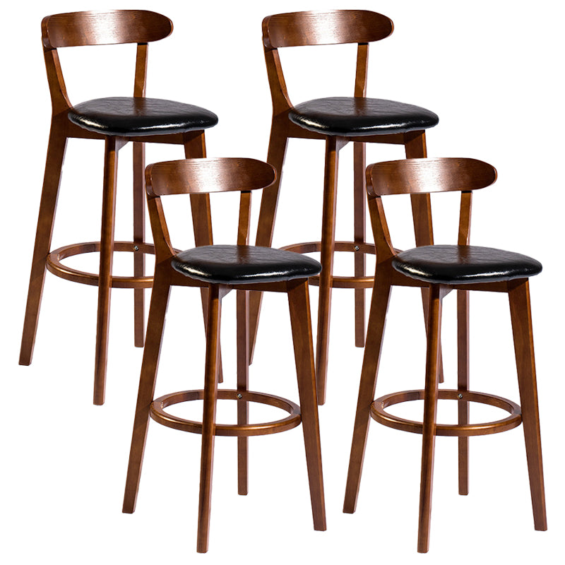 Contemporary Low Back Rubberwood Stool Matte Finish Upholstered Bar Stools