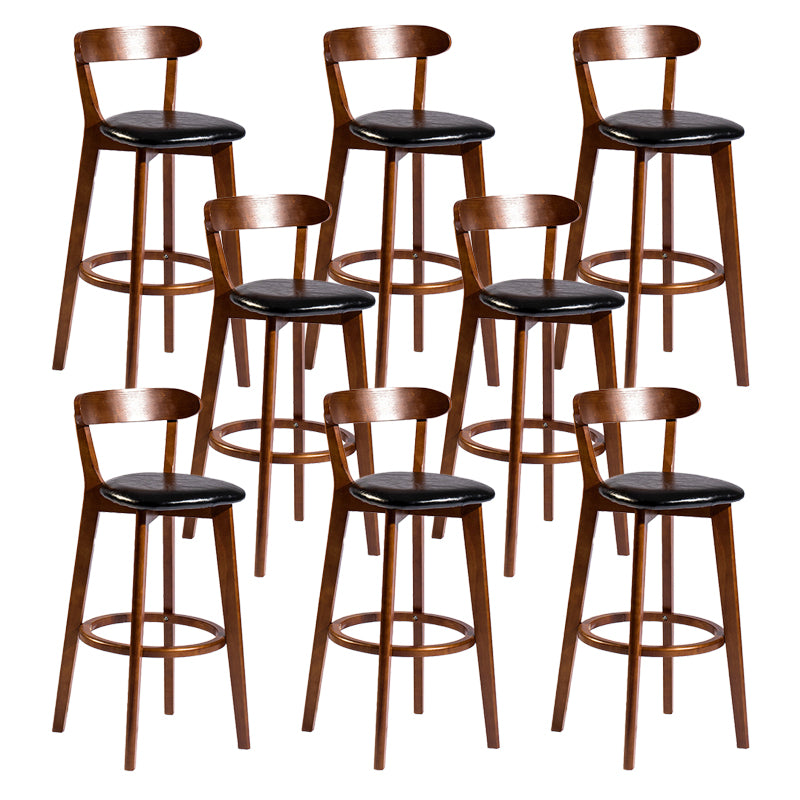 Contemporary Low Back Rubberwood Stool Matte Finish Upholstered Bar Stools