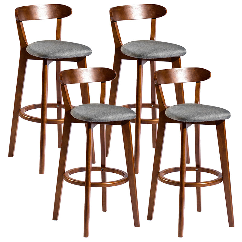 Contemporary Low Back Rubberwood Stool Matte Finish Upholstered Bar Stools