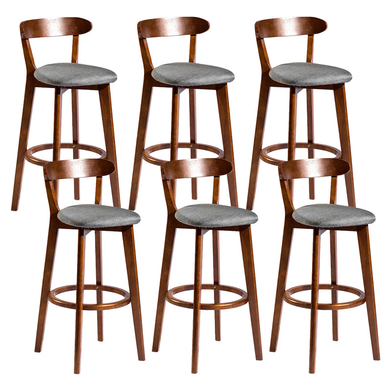 Contemporary Low Back Rubberwood Stool Matte Finish Upholstered Bar Stools