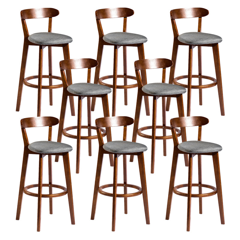Contemporary Low Back Rubberwood Stool Matte Finish Upholstered Bar Stools