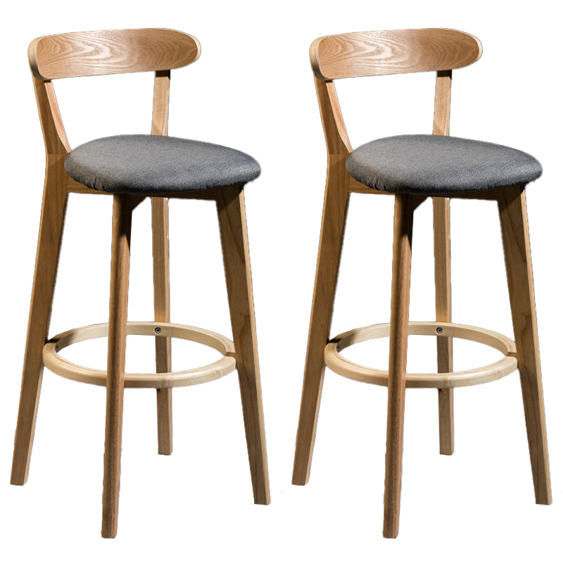 Contemporary Low Back Rubberwood Stool Matte Finish Upholstered Bar Stools