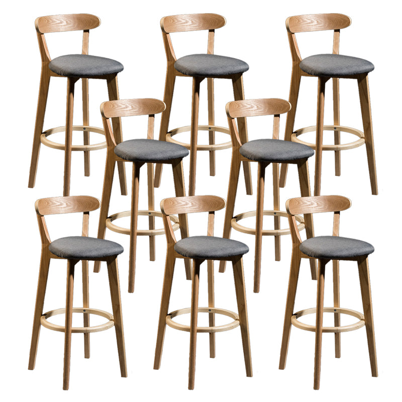 Contemporary Low Back Rubberwood Stool Matte Finish Upholstered Bar Stools