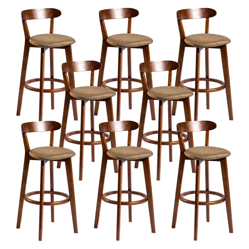 Contemporary Low Back Rubberwood Stool Matte Finish Upholstered Bar Stools
