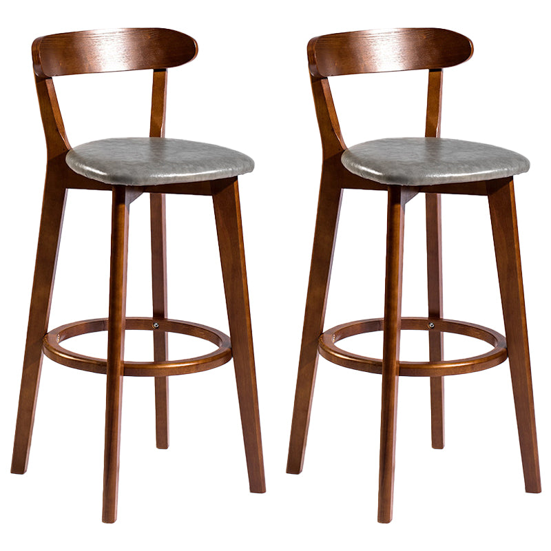 Contemporary Low Back Rubberwood Stool Matte Finish Upholstered Bar Stools