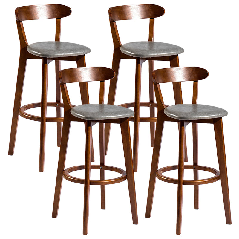 Contemporary Low Back Rubberwood Stool Matte Finish Upholstered Bar Stools