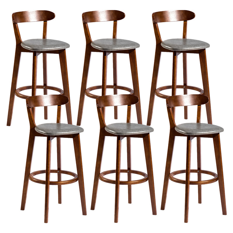 Contemporary Low Back Rubberwood Stool Matte Finish Upholstered Bar Stools