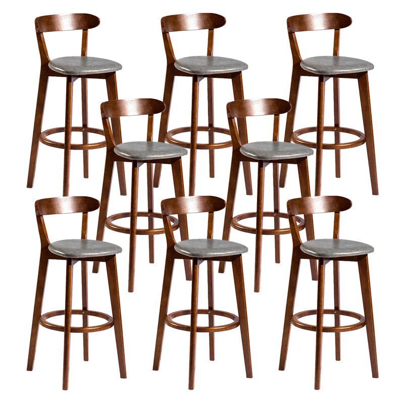 Contemporary Low Back Rubberwood Stool Matte Finish Upholstered Bar Stools