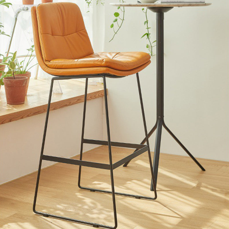 Coffee Shop Low Back Scandinavian Stool Matte Finish Upholstered Bar Stools