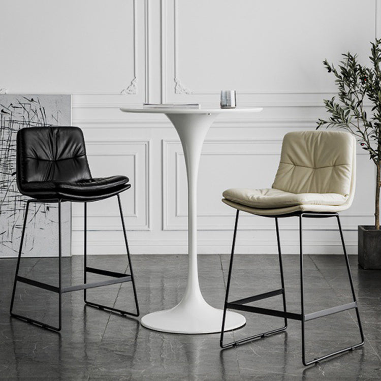 Scandinavian Low Back Coffee Shop Matte Finish Upholstered Bar Stools