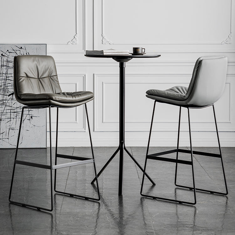 Scandinavian Low Back Coffee Shop Matte Finish Upholstered Bar Stools