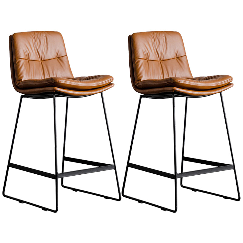 Scandinavian Low Back Coffee Shop Matte Finish Upholstered Bar Stools