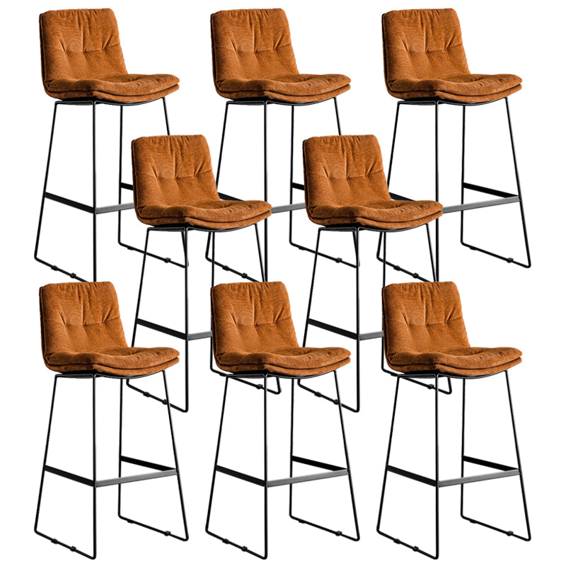 Scandinavian Low Back Coffee Shop Matte Finish Upholstered Bar Stools