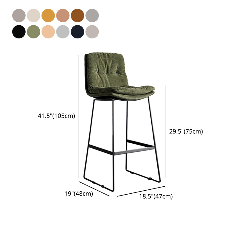 Scandinavian Low Back Coffee Shop Matte Finish Upholstered Bar Stools