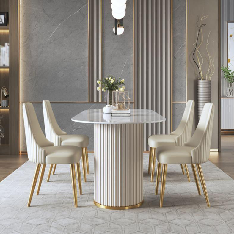Glam 1/2/5/6/7/8 Pieces Dining Set Sintered Stone Dining Table Set
