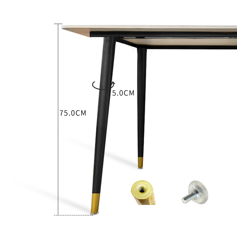Glam Steel Dinette Set 1/4/5/7 Pieces Rectangle White Sintered Stone Top Dining Table Set