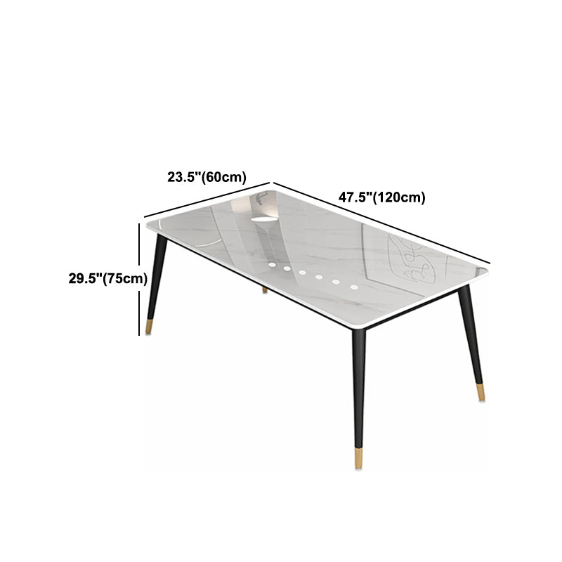 Glam Steel Dinette Set 1/4/5/7 Pieces Rectangle White Sintered Stone Top Dining Table Set