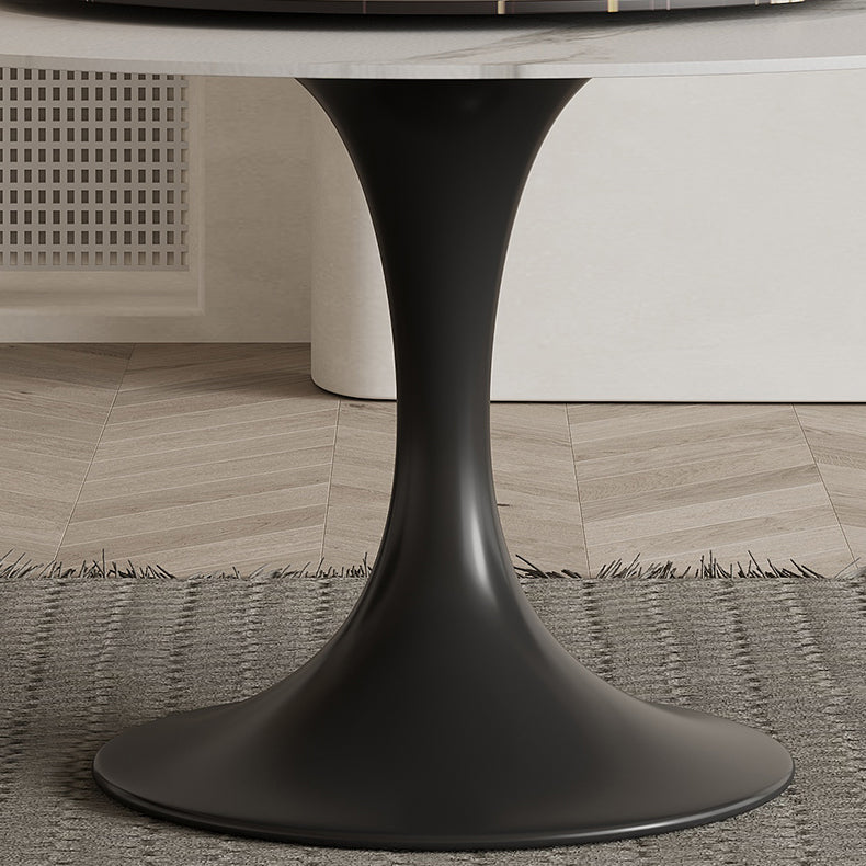 Modern Round Dining Table Set 1/3/4/5/7 Pieces Sintered Stone Dinette Set with Turntable