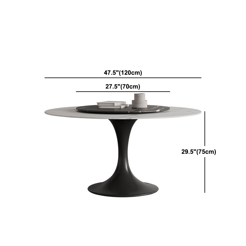 Modern Round Dining Table Set 1/3/4/5/7 Pieces Sintered Stone Dinette Set with Turntable