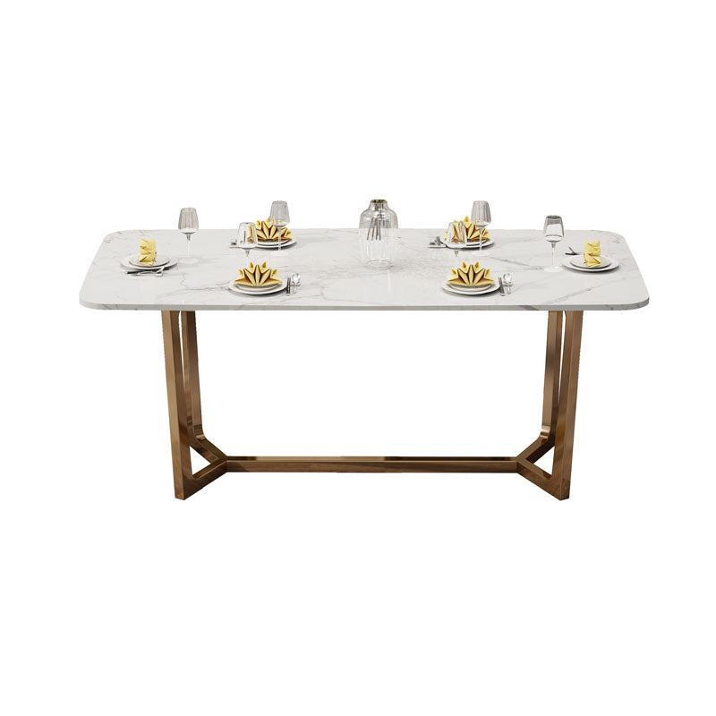 Table en pierre frittée pour restaurant Table à manger de luxe avec base à tréteaux