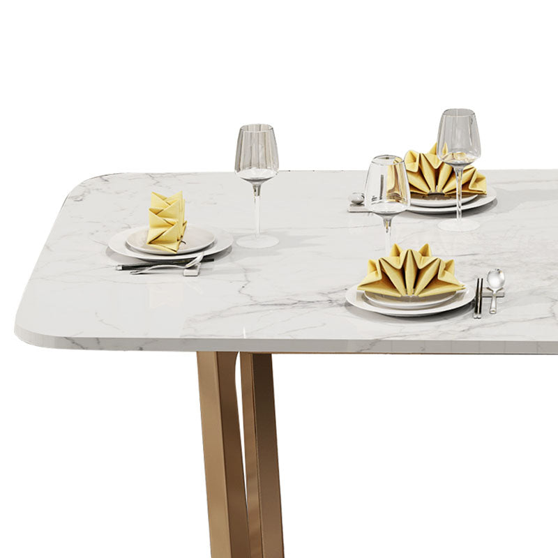Table en pierre frittée pour restaurant Table à manger de luxe avec base à tréteaux