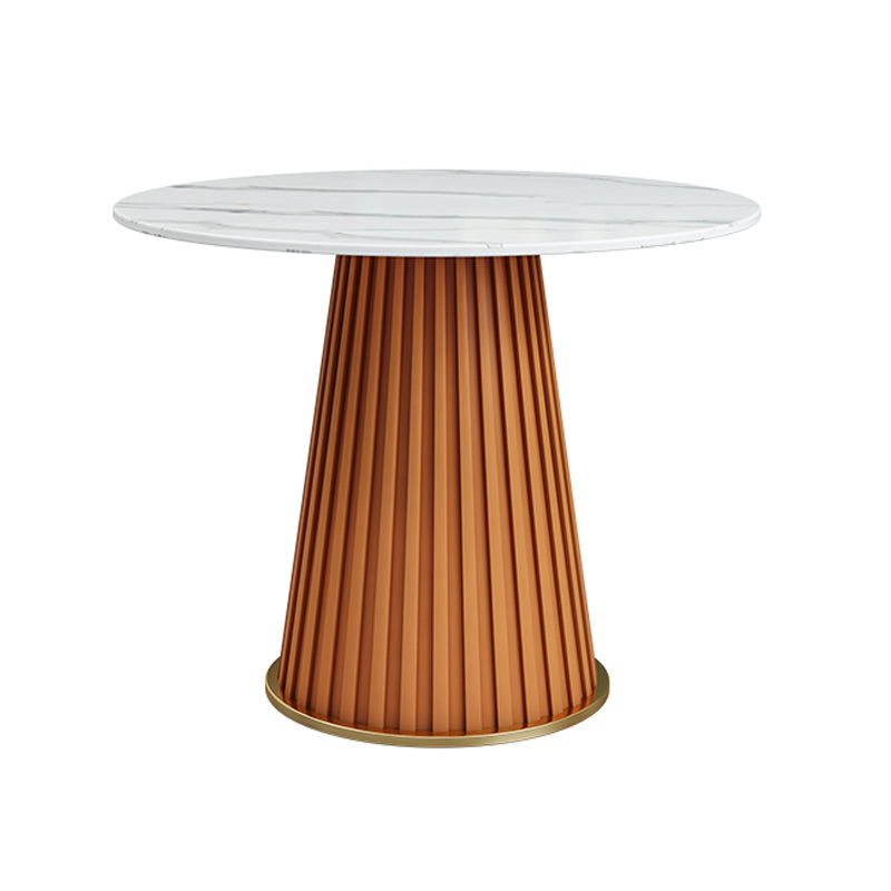 Glam Sintered Stone Dining Table Round Dinner Room Kitchen Table with Pedestal Base