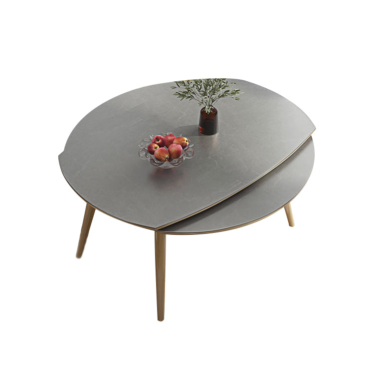 Modern Adjustable Dining Table Stone and Solid Wood Tripod Home Kitchen Table