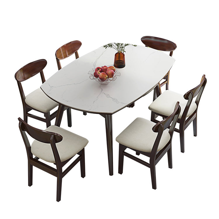 Modern Adjustable Dining Table Stone and Solid Wood Tripod Home Kitchen Table