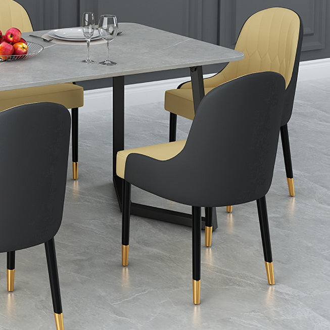 Sintered Stone Top Industrial Table for Restaurant Rectangle Dining Table Double Pedestal