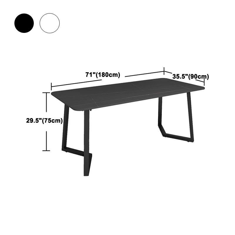 Sintered Stone Top Industrial Table for Restaurant Rectangle Dining Table Double Pedestal