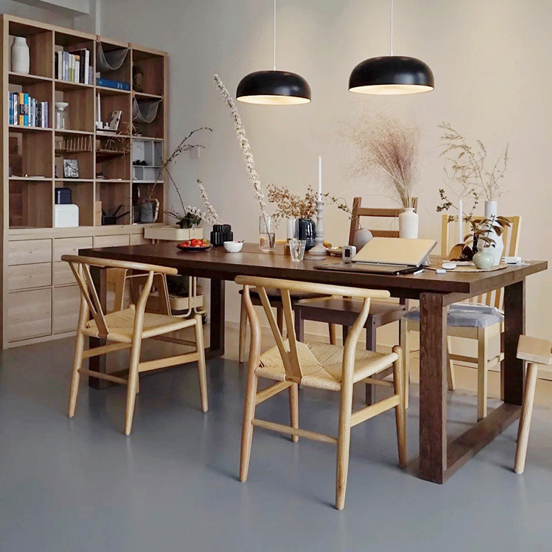 Solid Wood Top Dining Table Contemporary Rectangle Dining Table with Sled Base